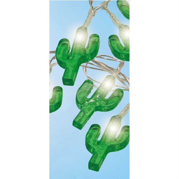 Batteridrevet grøn kaktus lyskæde på 1,2 meter med 10 LED\'er - kan bruges ude- som indendørs DL-S005EZU